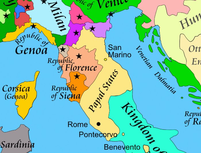 Map of renaissance italy 1494