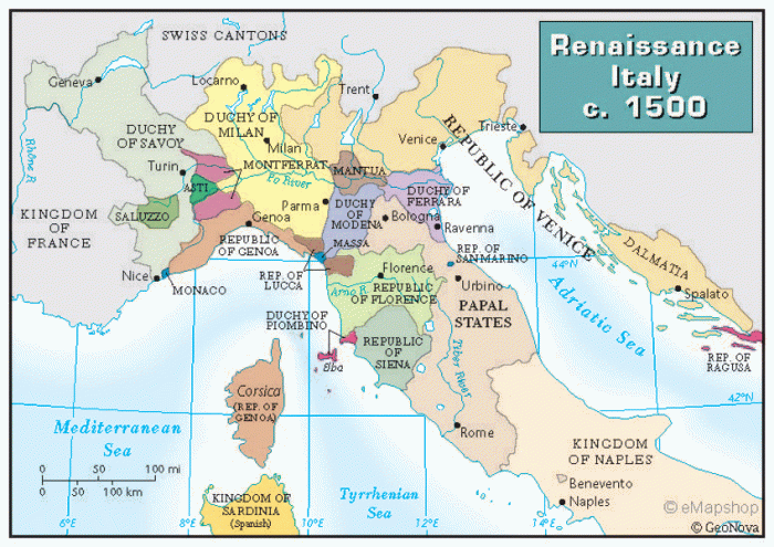 Map of renaissance italy 1494